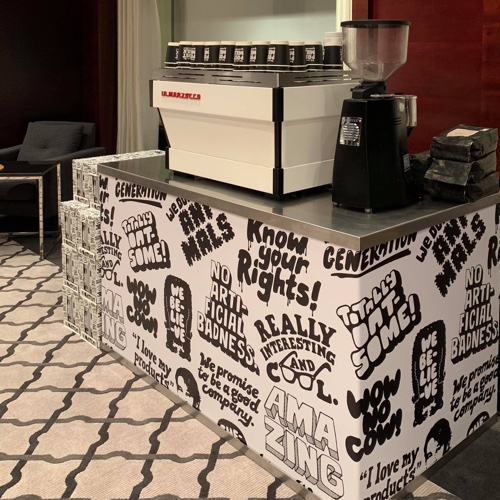 Custom branded mobile coffee bar for exhibitions and conferences