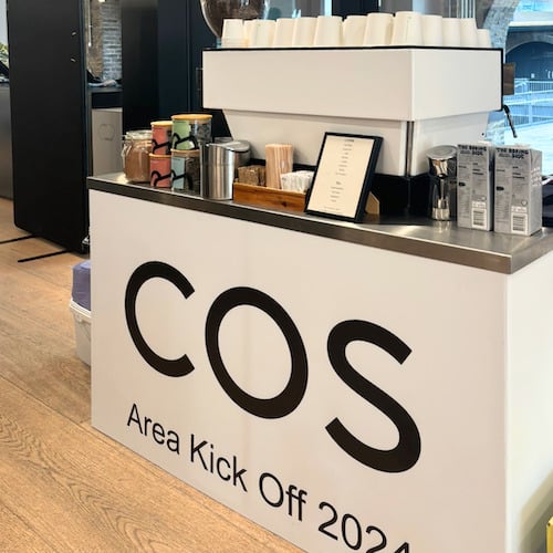 Custom branded mobile coffee bar for exhibitions and conferences